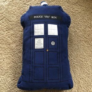 Doctor Who Tardis Phone Booth Plush Navy Blue Pillow 22 Inches